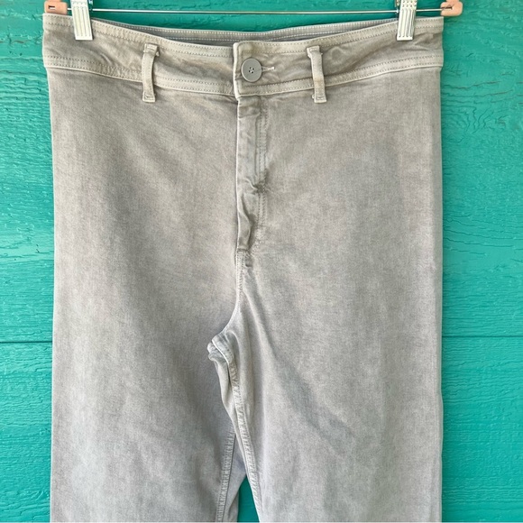 ZARA HIGH WAIST WIDE LEG FRAY HEM LIGHT GRAY MARINE JEANS SIZE 12 - Picture 3 of 10
